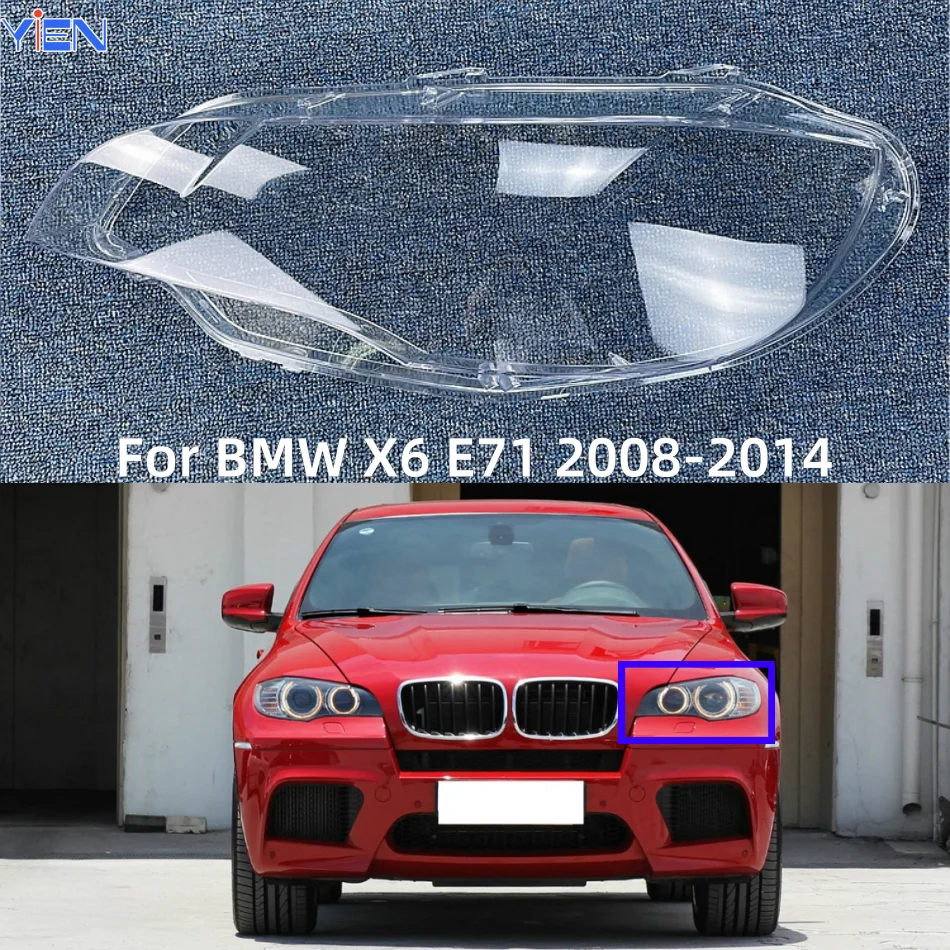 

For BMW X6 E71 2008 2009 2010 2011 2012 2013 2014 Car Accessories Headlights Glass Cover Clear Lens Headlamp Lampshade Shell