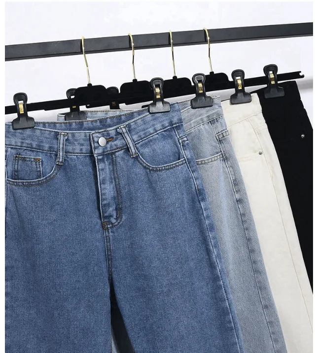 Women's High Waist Jeans 2025 Spring Fall Relaxed Straight Leg Raw Hem Floor-Length Vintage Inspired Daily