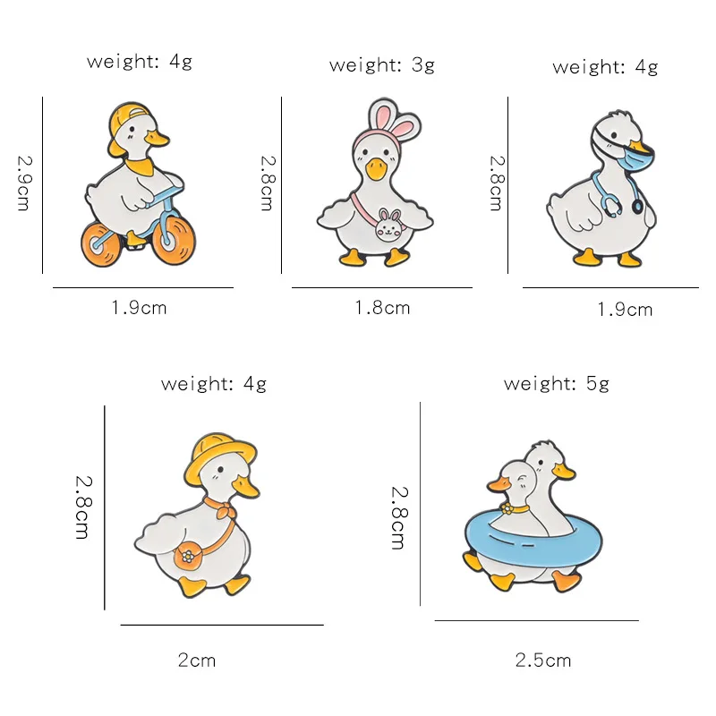 Creative Cartoon Animal Shape Brooch Personalized Cute Little Animal Swan Duck Series Clothing Bag Badge Accessories