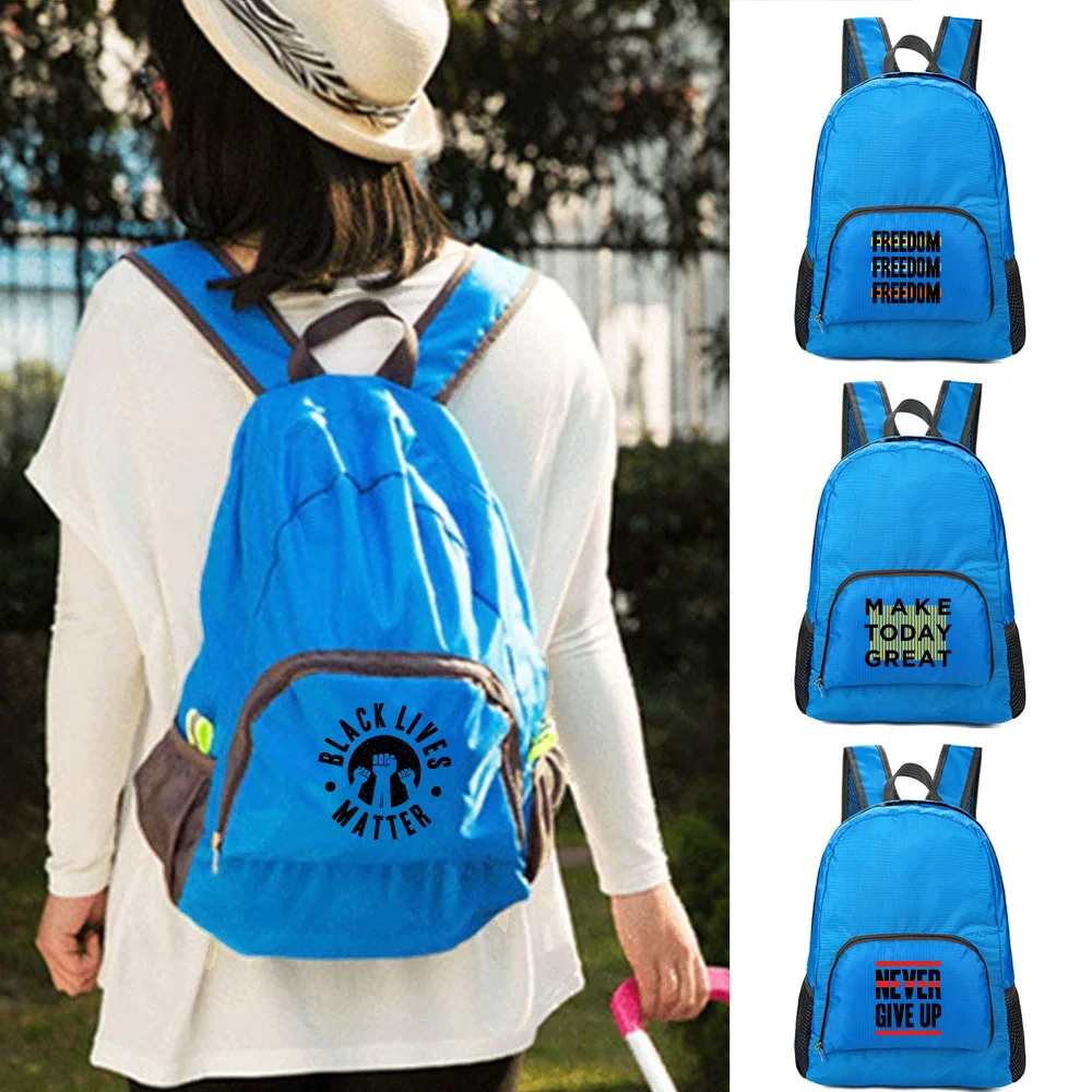 Lightweight Portable Foldable Backpack Women Travel Camping Daypack Men Sports Folding Backpacks Word Series Mountaineering Pack