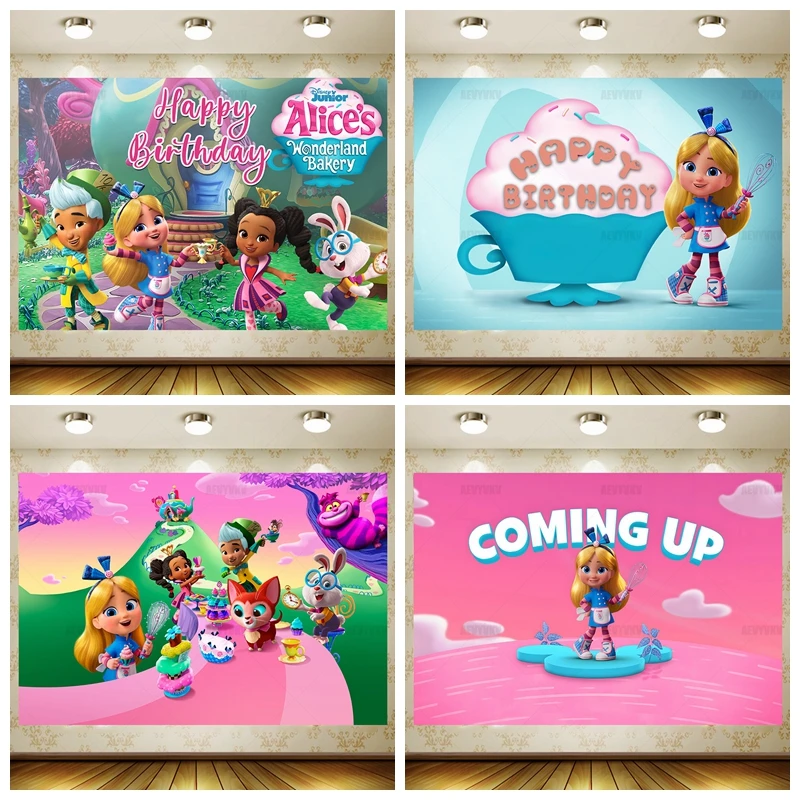 

Alice's Wonderland Bakery Children's Birthday Party Backdrop Room Decoration Baby Shower Background Photography Studio Banner