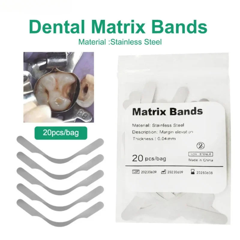 

100Pcs Dental Matrix Bands Tofflemire Matrix Gingival Wall Lift Large Curvature Sectional Contoured Matrices Dentistry Materials