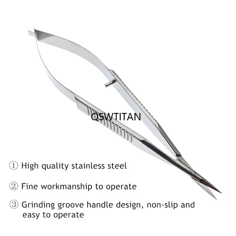 Micro Scissors Sharp Tips Iris Scissors Titanium Straight/Curved Stainless Steel Double Eyelid Scissors Ophthalmic Instrument