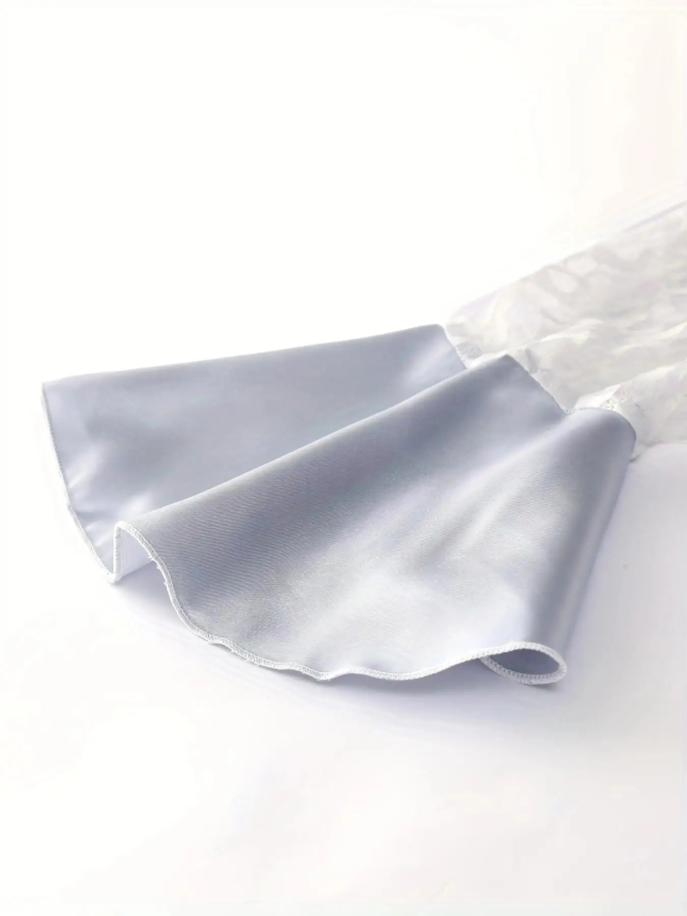 Washed Blue Solid Color Satin Lace Long Sleeve Flared Cuffs Sexy Women's Robe