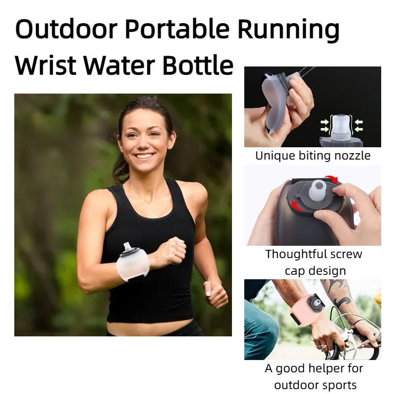 

Sport Water Bottle - Silicone Soft Flask for Running Riding Climbing - Portable Wrist Storage Squeeze Kettle for Marathon Race