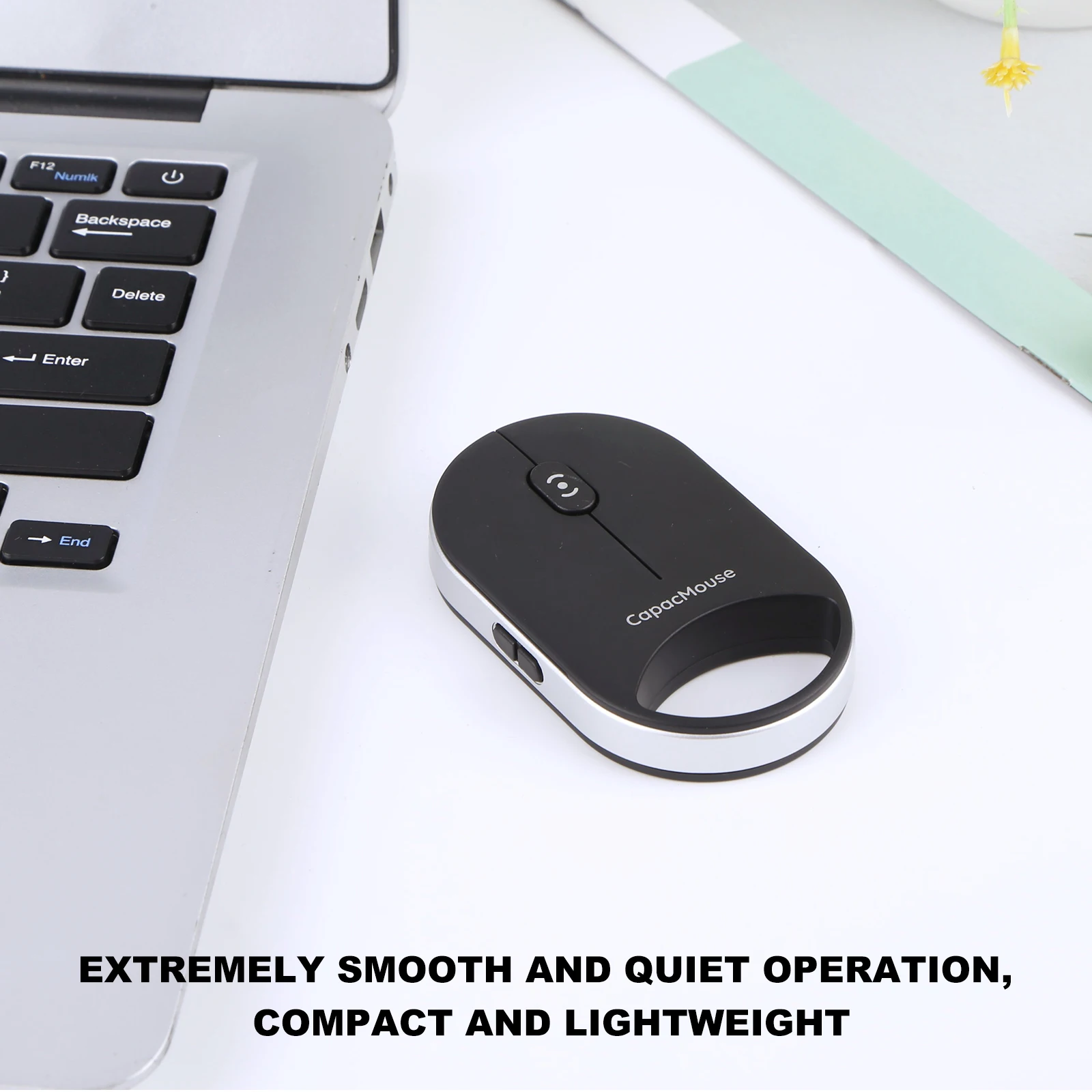 Ultra Thin Wireless Computer Mouse 3 Mode BT 5.2/2.4G/USB Mini Capacitive Mouse with USB Receiver 4 Adjustable DPI for Laptop PC
