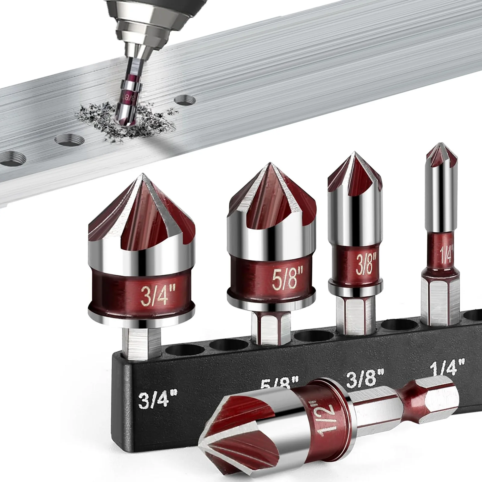 

5 предметов 82 ° Набор инструментов для снятия фаски с шестигранной ручкой, профессиональный резак для снятия заусенцев из металла, пластика