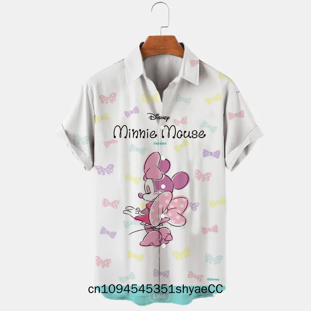 2025 Miniso 3D Printing Disney Donald Duck Mickey Mouse Temperament Men's Shirts Summer Fashion Street Trend Retro Boutique Tops