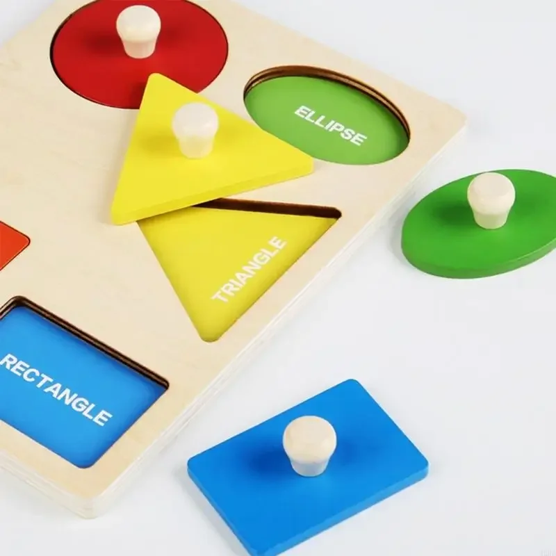 Rompecabezas geométrico educativo madera, rompecabezas con forma fija, juguete para preescolar, coordinación mano-ojo, ayuda