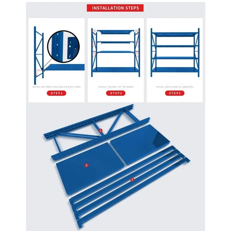 4-Floor Custom Heavy Duty Shelves 200kg/Floor Garage Black Warehouse Storage Metal Shelving Units Stacking Shelves