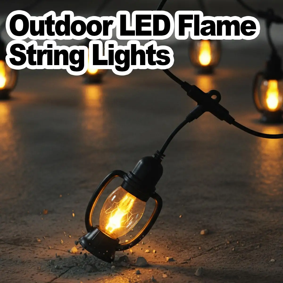 LED Flame String Lights Retro Lamp Flicker Fire Effect Outdoor Waterproof Garden Patio Decor Warm White Lanterns Party