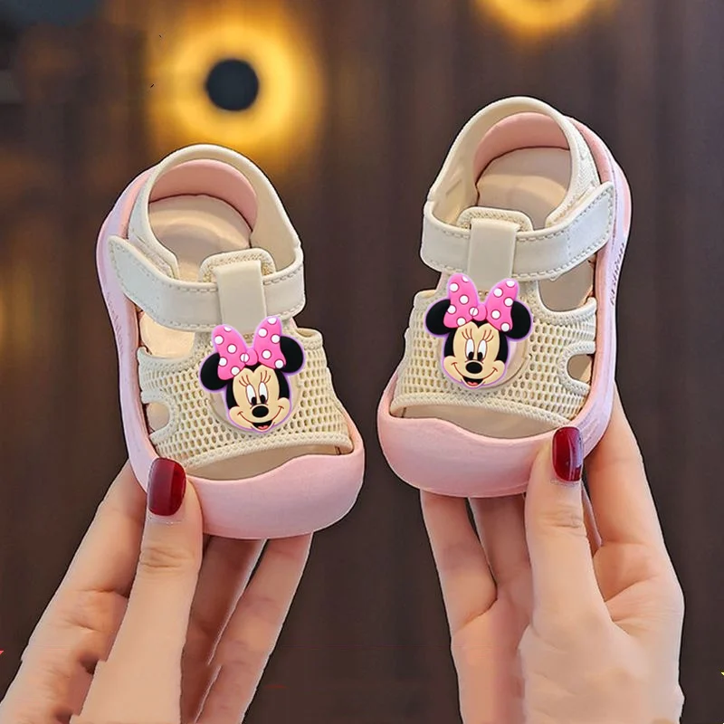 

Disney mickey mouse Baby Toddler shoes Girl Sandals Minnie Mouse Children Cute cartoon Fashion Soft-soled Velcro Sandals