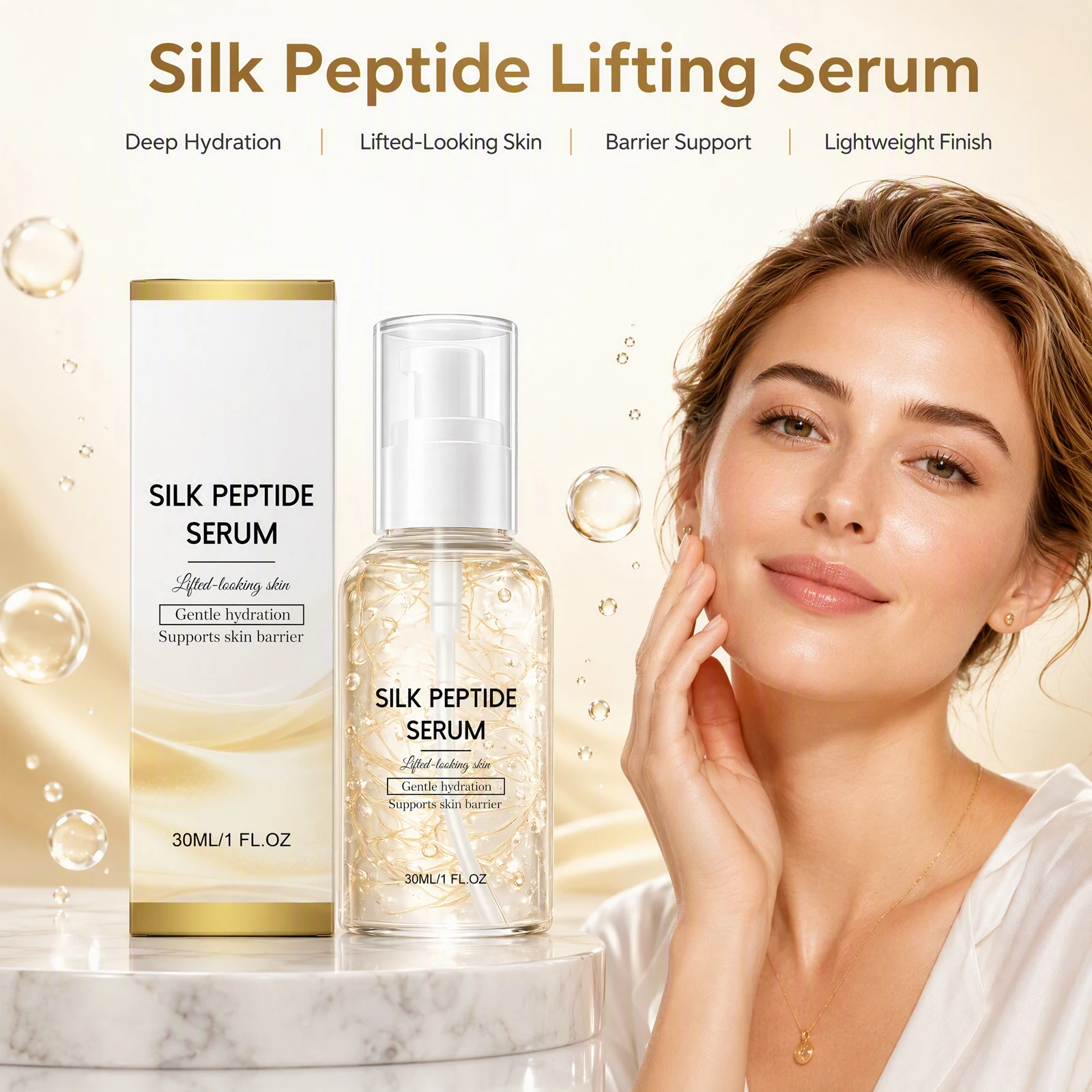 Silk Collagen Ampoule Serum Lifting Tighten Skin Elasticity Repair Skin Barrier Anti-Oxidant Hydrating Deep Collagen Face Toner