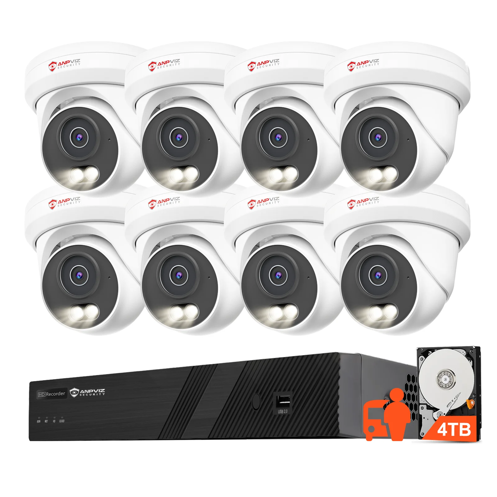 US Only Anpviz 16CH PoE Security Camera System 8pcs 5MP IP Cameras Motion Detection Smart Dual Light 12MP  16CH NVR with 4TB HDD