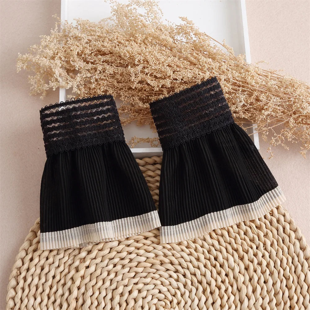 New Female Sweater Dethachable Cuffs Sweet Girls White Fake Sleeves Decorative Ruffles Pleater False Cuff Sleeve Horn Cuffs