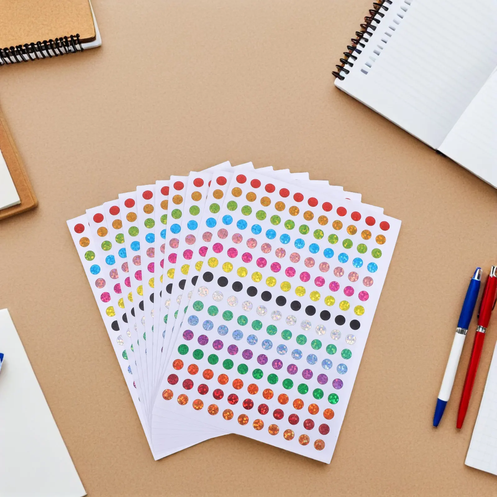 100Sheets Laser Color Coding Labels 6Mm Round Dot Stickers 16 Colors Mini Circle Labels for Planner Office Classroom DIY Shiny
