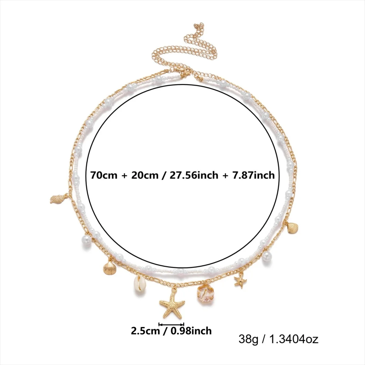 Bohemia Doppellagige Seestern-Muschel-Blütenblatt-Taillenkette für Damen und Herren, Sommer-Strand-Kette mit Imitationsperlen, Bauchkette, Körperschmuck – Detail 18