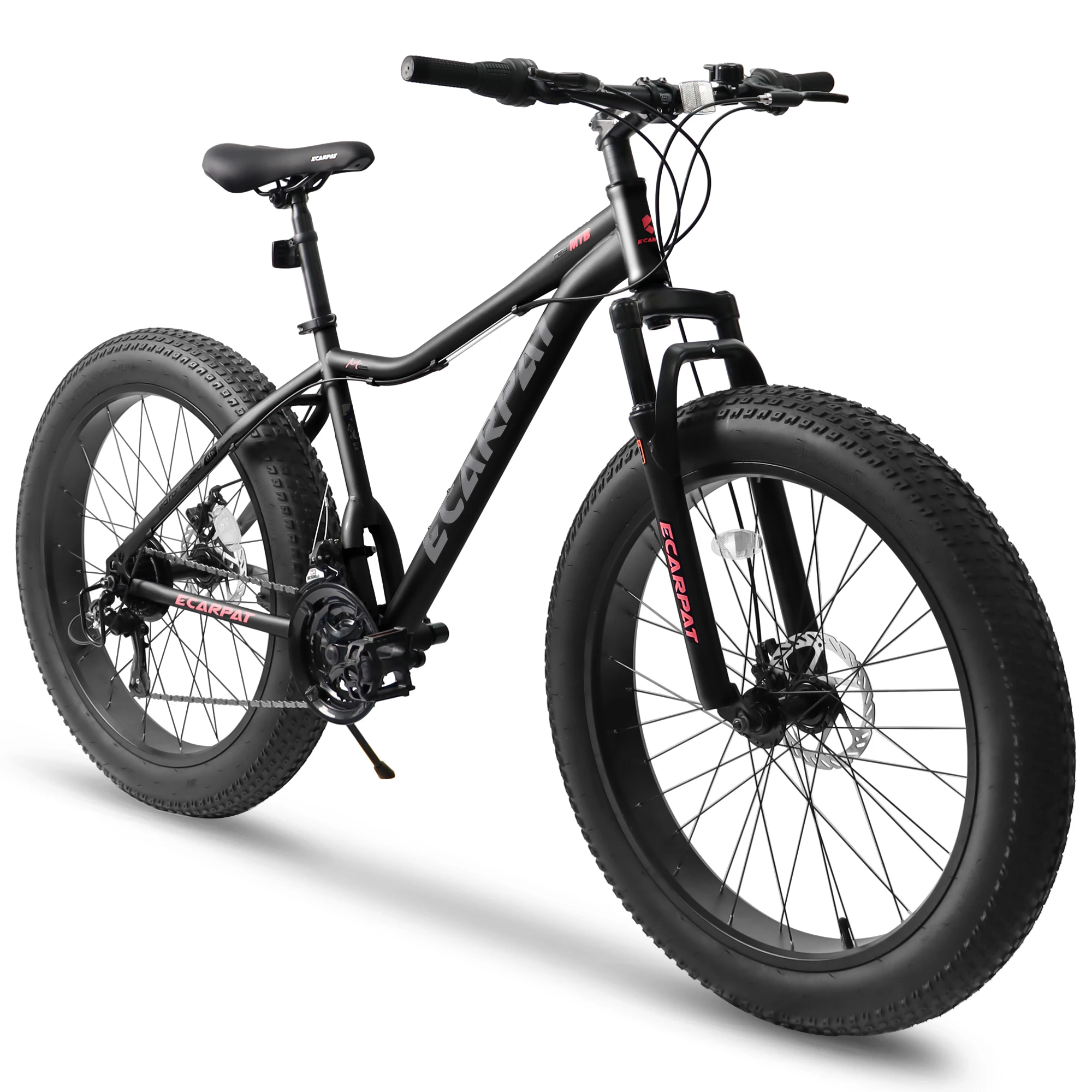 Ecarpat 26 Inch Mountain Bike, 4-Inch Wide Fat Tire Snow Mountain Bikes, 21 Speed for Men Women Bicycles, Steel Frame Disc Brake