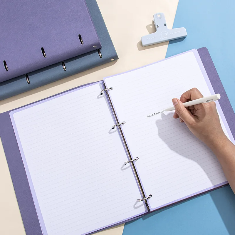 A4 Softcover 4-Ring Loose-Leaf Binder, Detachable Refillable Notebook & Planner with 200 Inner Pages