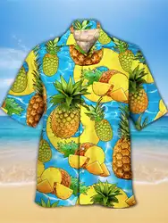 2024 Tropical Colorful Tropical Jungle And Pineapple Pattern 3D Print Men's Short Sleeve Shirts For Men Fashion Hawaiian Shirt