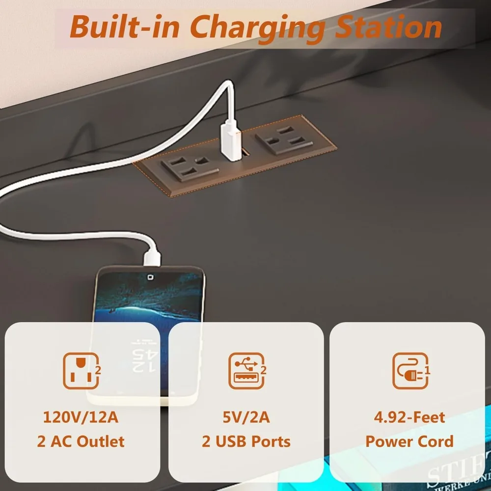 خزائن سوداء لغرفة النوم، خزائن ذات 6 أدراج مع أضواء، خزانة خشبية مع شريط طاقة للبالغين، غرفة النوم، المعيشة #6