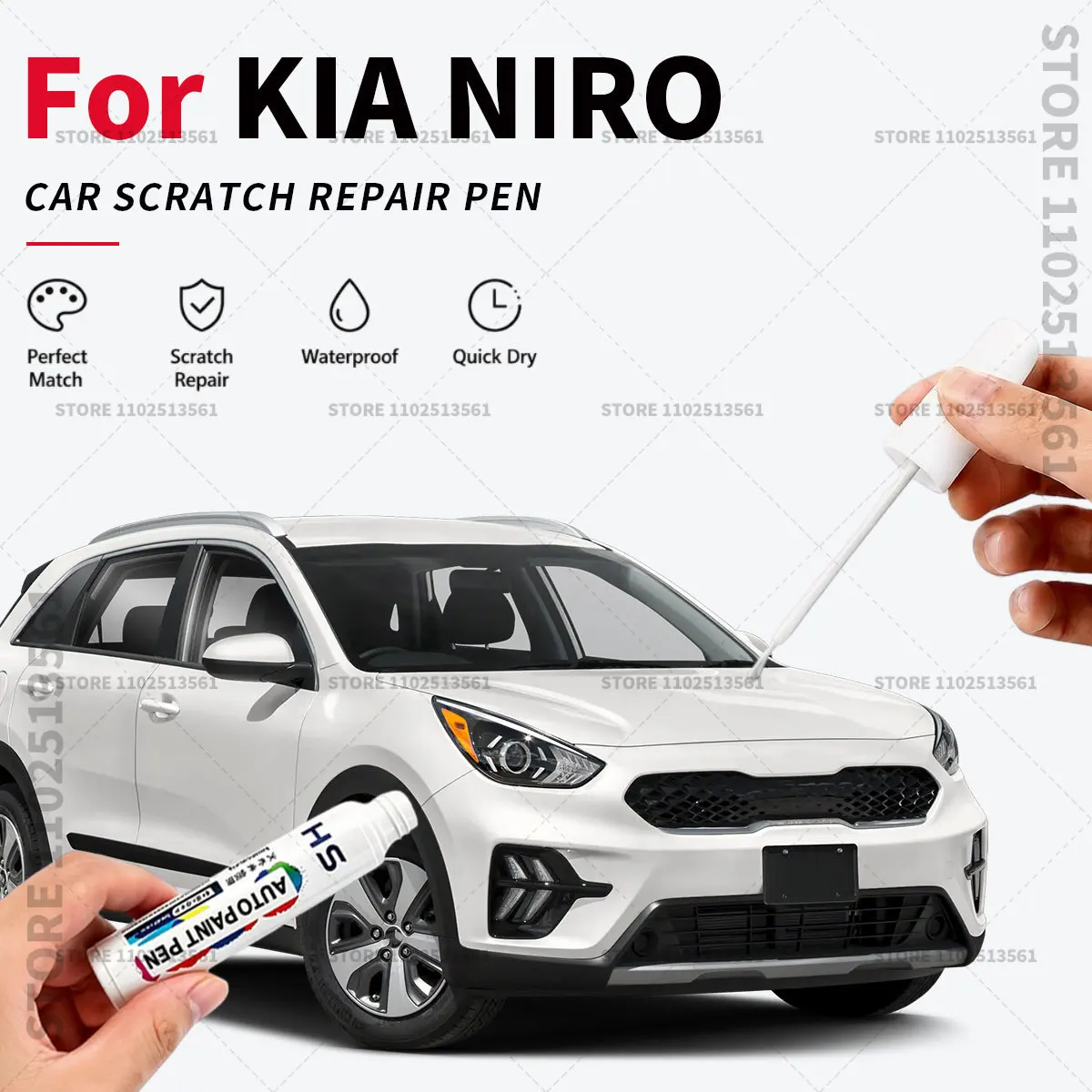 Car Touch Up Paint Pen Quick Repair Scratch Remover Auto Paint Brush Easy Application For KIA NIRO Black ABP Sky Blue White