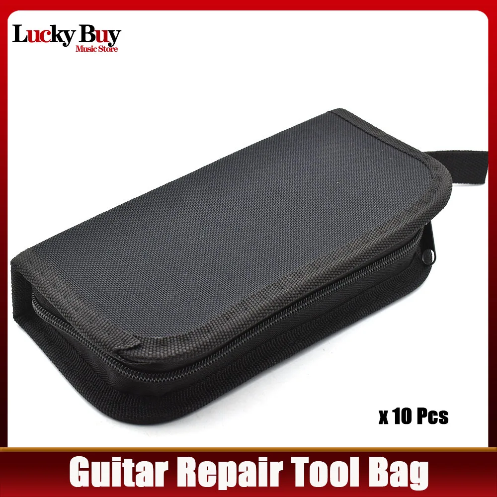 

10 шт., сумка для инструментов для ремонта гитарных ладов, нейлон, высококачественная сумка для хранения гитарных инструментов, чехол на молнии, черный