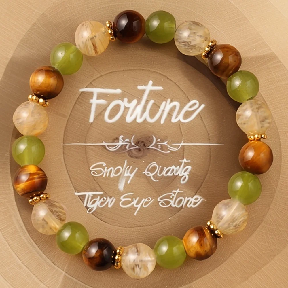 Tigers Eyes Citrine Bracelet Women Spring Summer Jewelry Healing Yoga Beads Bangles Cool Gift for Mom