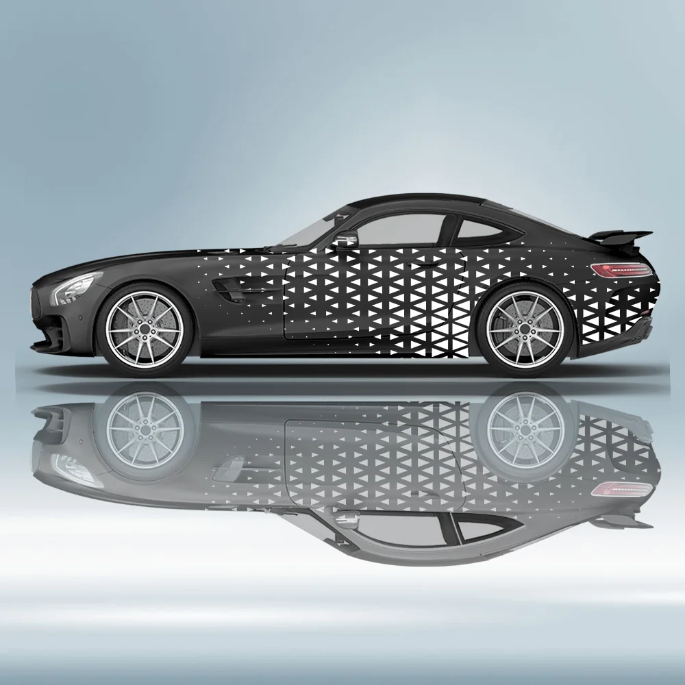 Graduated Triangle Mosaic Car Sticker Full Body Floral Decoration Scratch Protection Waterproof Auto Accessories Car Vinyl Wraps