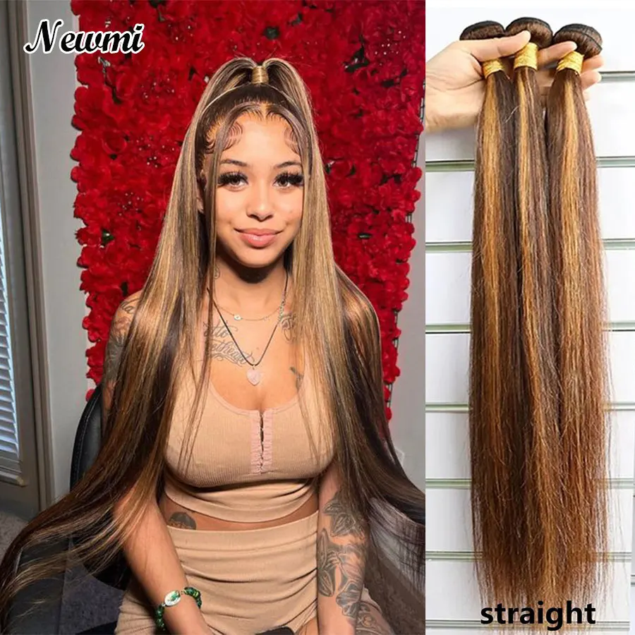 P4/27 Body Wave Bundles  Highlight Deep Wave Curly Human Hair Bundles Honey BlondeWet and Wavy 8 to 30 Inch Hair Bundle 1 3 4 Pc