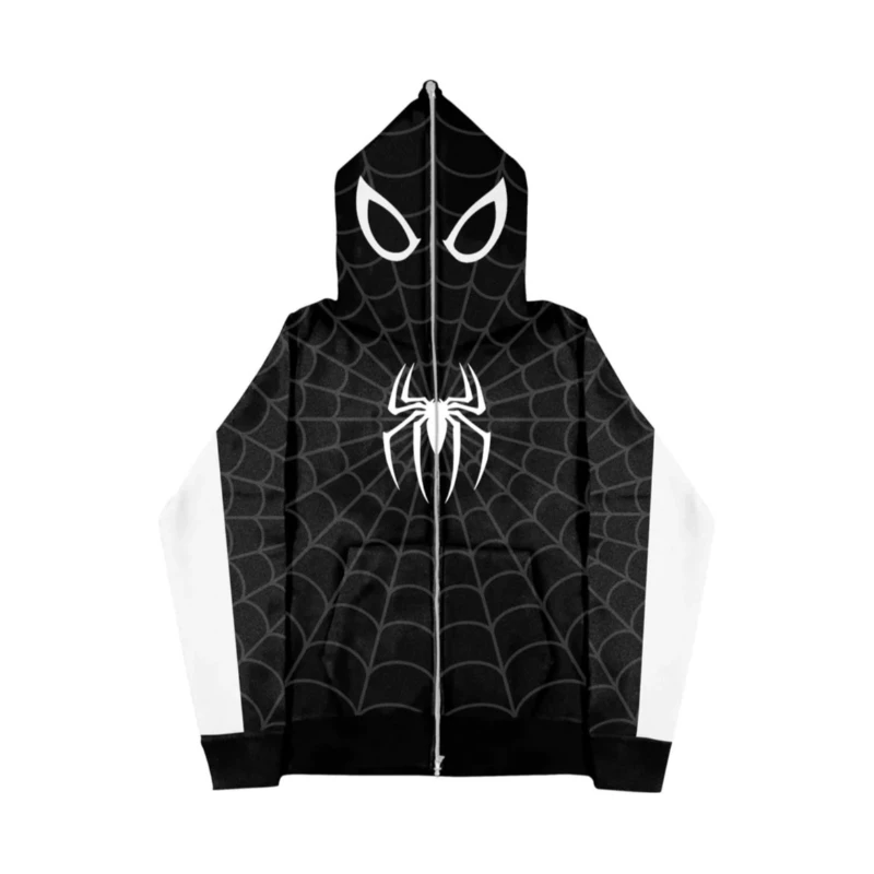 Y2k clothing Spider web Red hoodie sweatshirt zipper warm Harajuku punk grunge Women Hip hop sweatshirt Hoodie interesting 2024