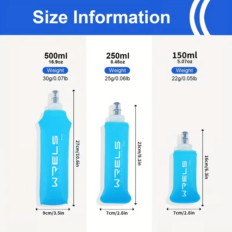 WRELS TPU Faltbare Weiche Trinkflasche für Wandern, Radfahren, Klettern, BPA-frei, Zusammenklappbare Flasche, Leichte Wasserflasche für Hydration Pack – Detail 3