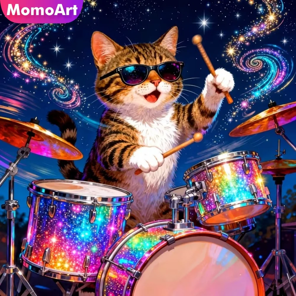 Momoart Diamantmalerei Katze Tier Diamant-Mosaik Kreuzstich-Set DIY Bild aus Strass Stickerei Dekoration für Zuhause