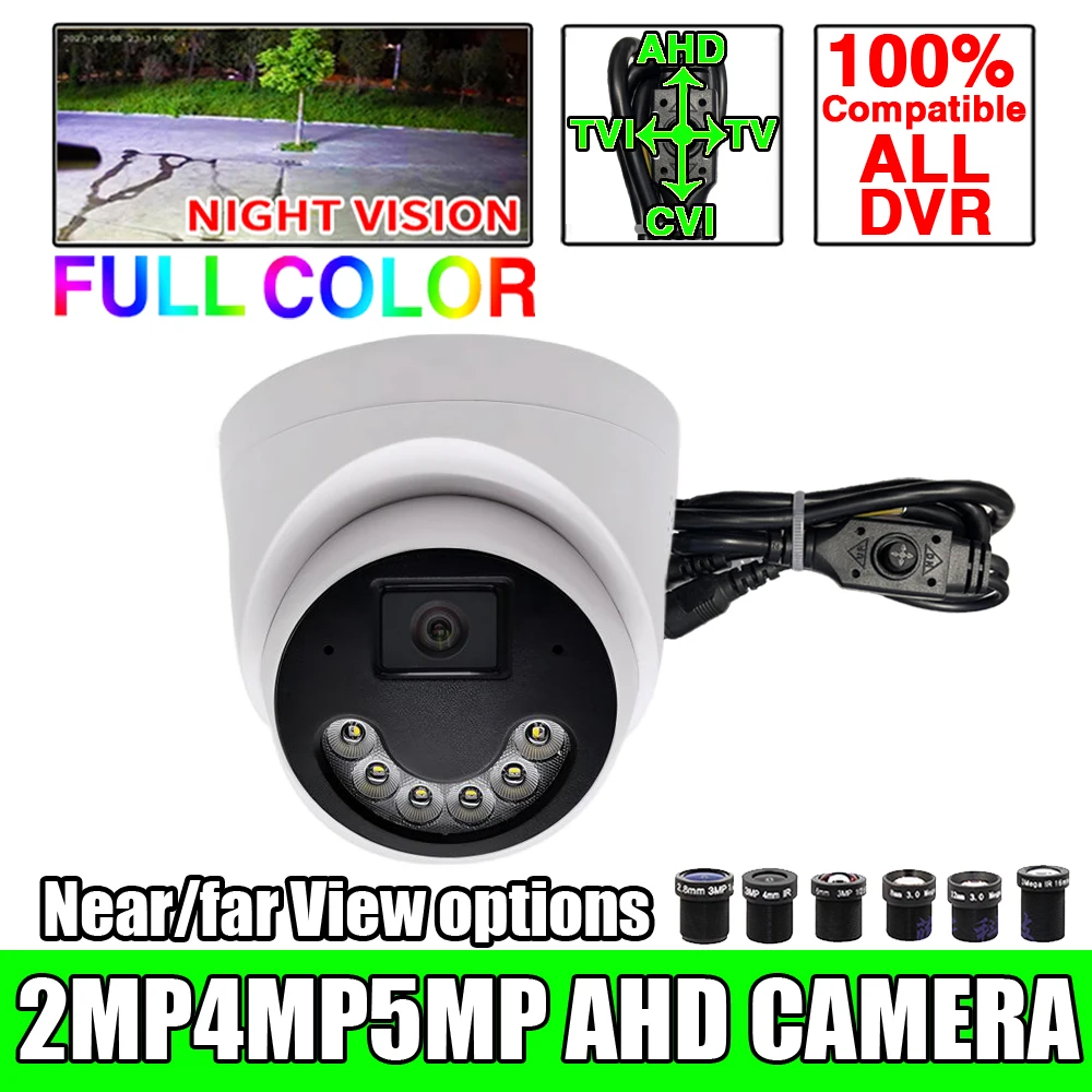 4K HD 1080P 5MP 4MP AHD Full Color Camera CVBS/TVI/CVI Dome 4in1 Plug And Play 6LED High Power Indoor Security Dare Not Look!