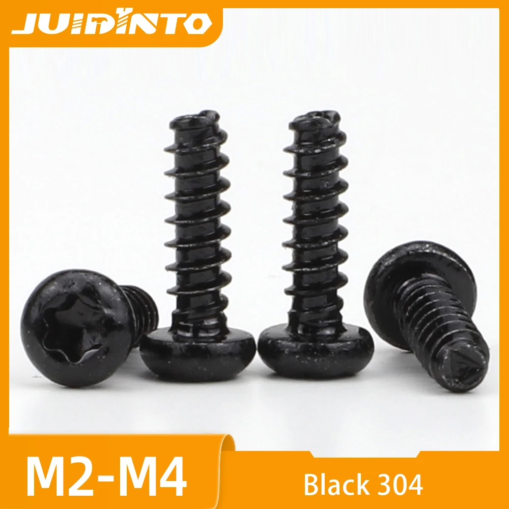 10-30pcs Torx Pan Head Flat Tail Self Tapping Screws Black Stainless Steel Star Drive Round Head Screws M2 M2.3 M2.6 M3 M3.5 M4
