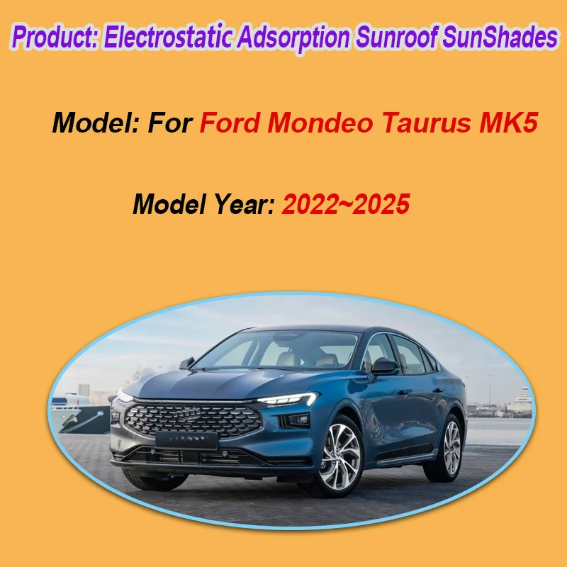 For Ford Mondeo Taurus MK5 2022~2025 Electrostatic Adsorption Anti-ultraviolet Sunroof Shades UV-Blocking Protection Accessories