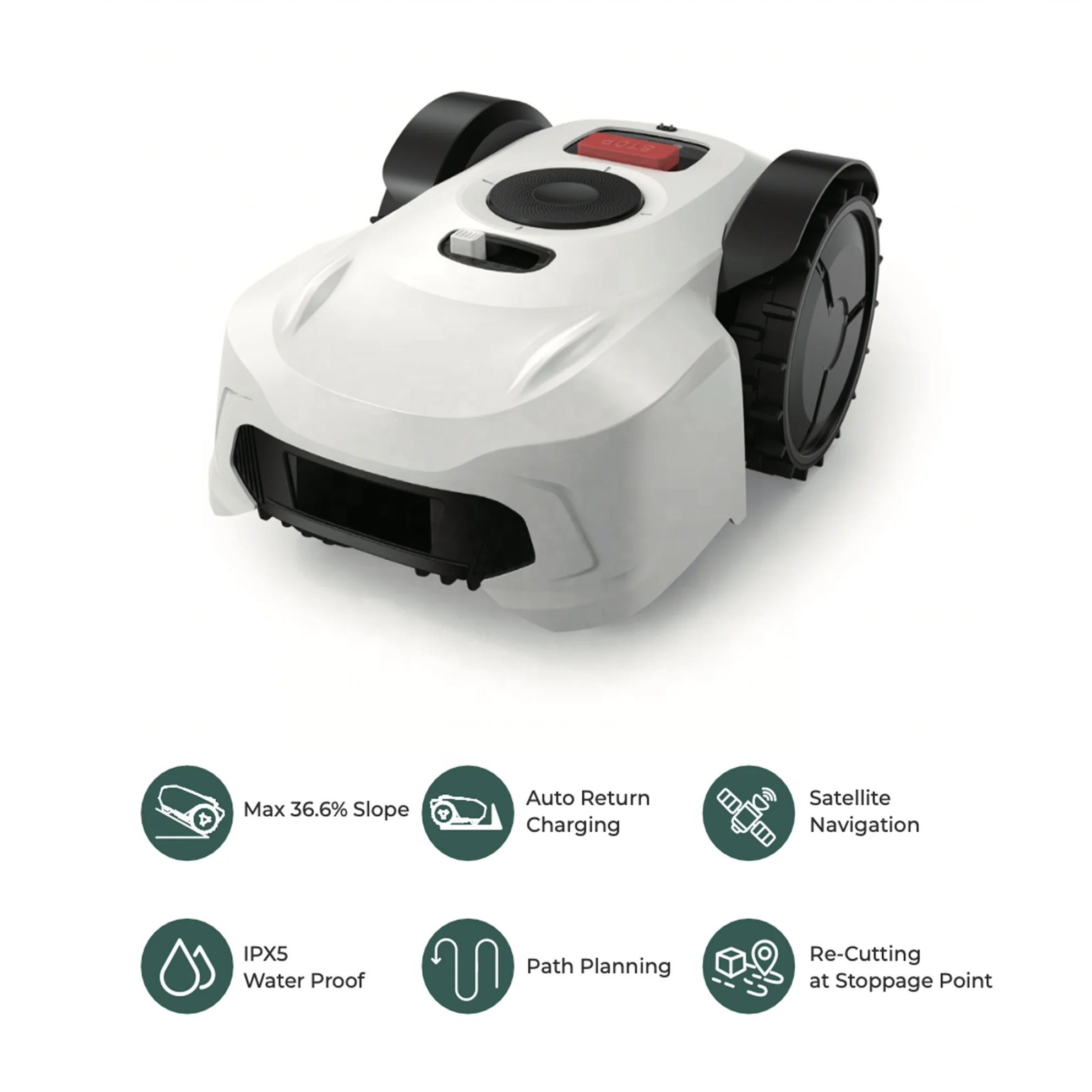 1/4 Acre Self-Propelled Automatic Recharge Robotic Lawn Mower with RTK GPS Navigation Battery Powered for Garden/Yard