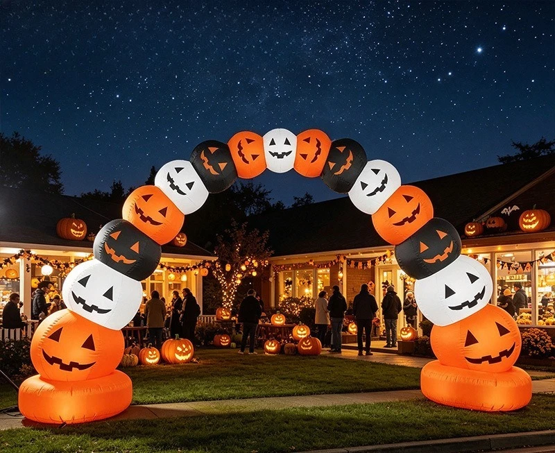 Halloween Inflatable Pumpkin Archway, Light Up Yard Decor, Party Decoration Prop for Outdoor Garden