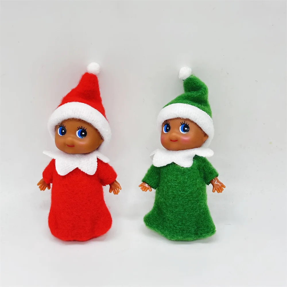 1/2Pcs Christmas Elf Doll Small Baby Twins in Bib Miniature Accessories Boy and Girl Toy Suitable for Xmas New Year Decorations