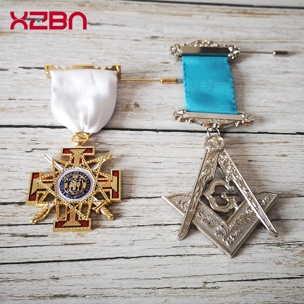 Masonic Lapel Pins Badge Mason Freemason Retro Brooch Freemasonary Member Ribbon Of Honor Suit Accessories Rank 33 Zinc Alloy