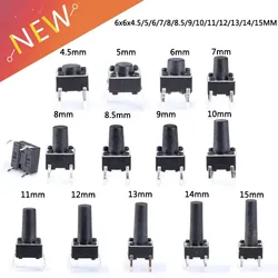 20Pcs 6*6 Tact Switch Through Hole 6x6x4.3 6x6x4.5 6x6x5 6x6x6.5 6x6x7 6x6x7.5 6x6x6x6 8 6x6x8.5 6x6x9 6x10 6x6x11 6x6x12
