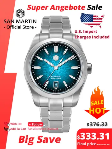 San Martin 39mm SN0144 "JianZhan" Gada Watch Miyota 9015 Original Design Chinese Style Dress Men Automatic Mechanical Watches