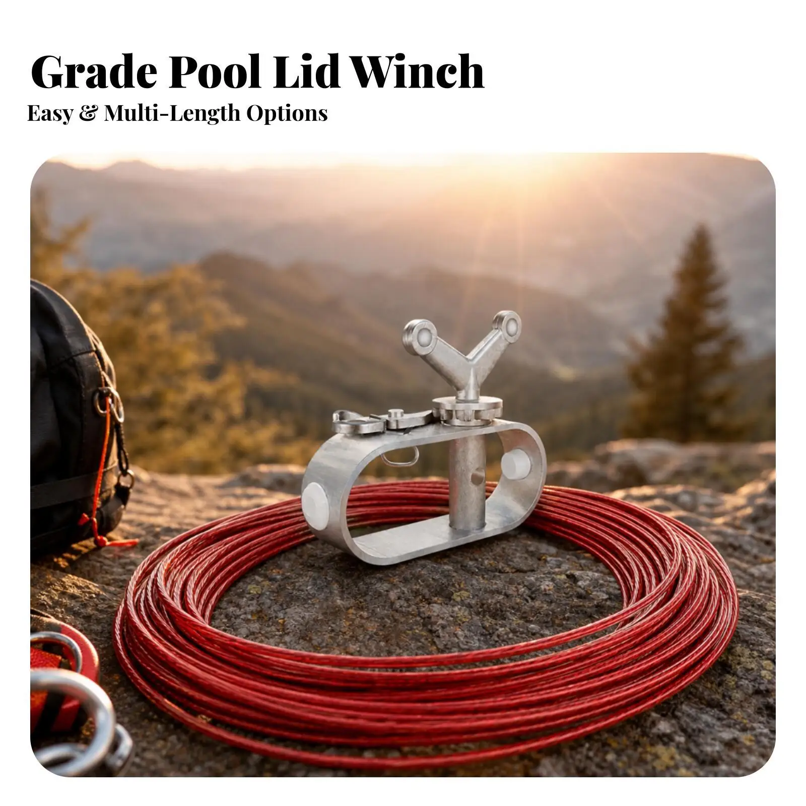 Steel Hand Winch Cable for Pool Cover Securing Above Ground Winter Tarp Tightener for Round Oval Rectangular Pools