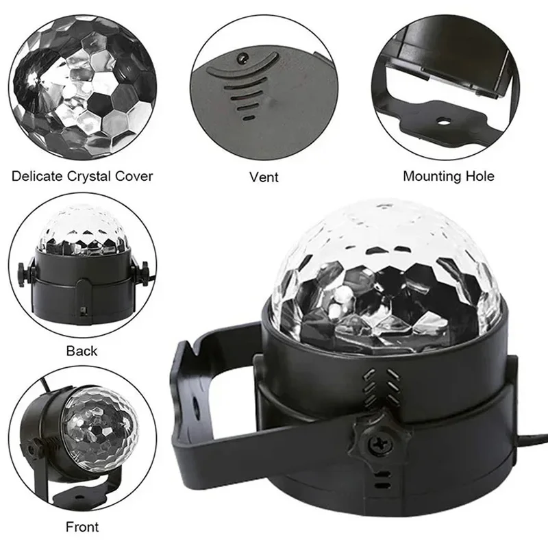 RGB Strobe Stage Night Light for Home KTV Party Club Bar Dance Christmas Gift Lighting Effect Sound-activated Disco Ball Lamp