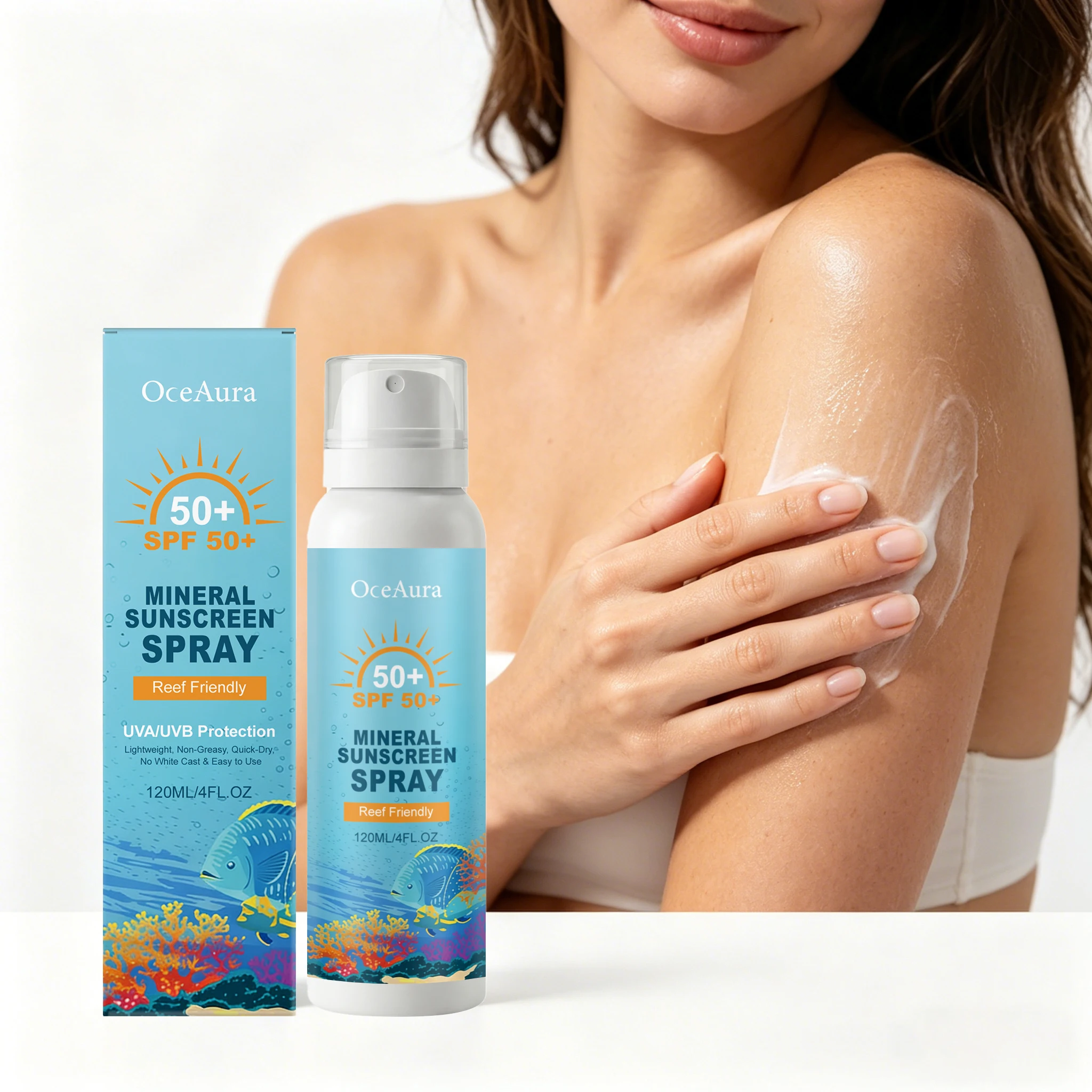 

120ml Mineral Sunscreen Spray Moisturizing Non-greasy UV Protection Refreshing Nourishing Sunblock Spray for Summer Outdoor