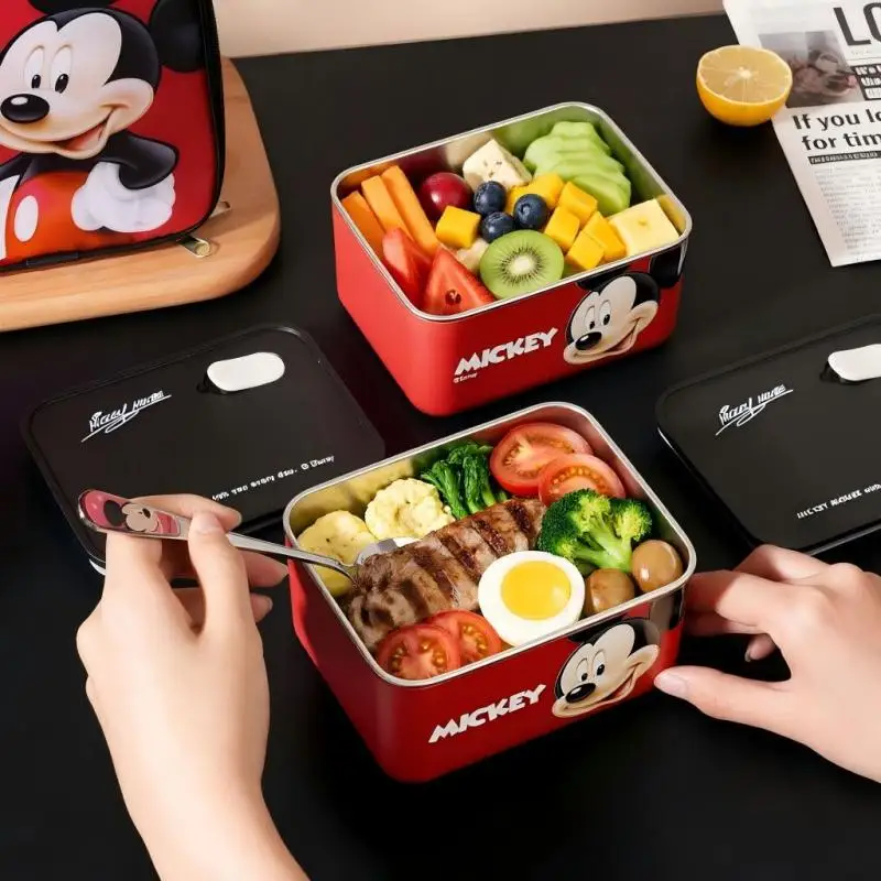 New Mickey Stainless Steel Lunch Box 700Ml Large Capacity with Lid for Office Workers and Students Square Crisper Lunch Box view 4