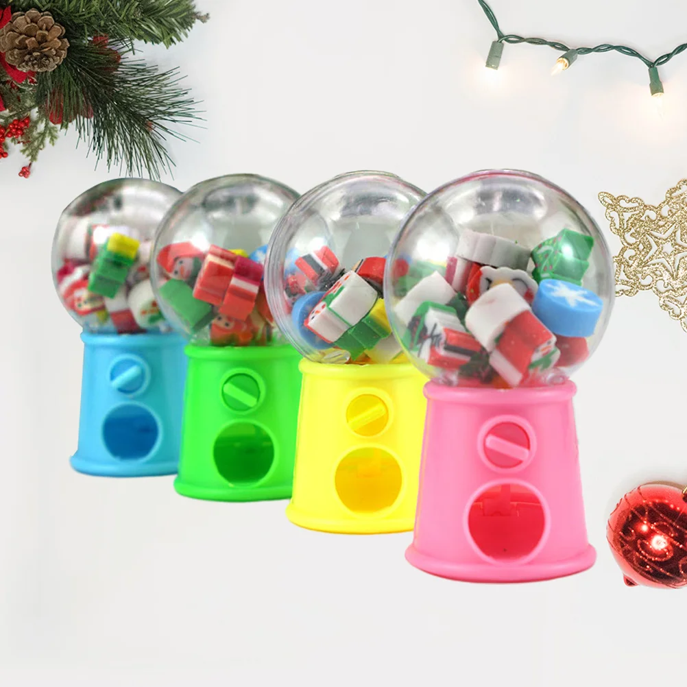 

4Pcs Mini Pencil Eraser Cartoon Toy Rubber Eraser Cartoon Eraser Christmas Tree Heart Shape Box Student Stationery(