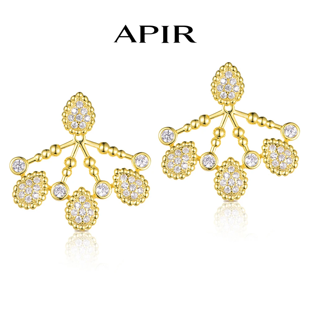 

APIR Gold Color Vintage Ear Water Drop Design 5A Zircon Earrings for Women Brass Party Drop earrings Hot Brand Luxury Jewelry