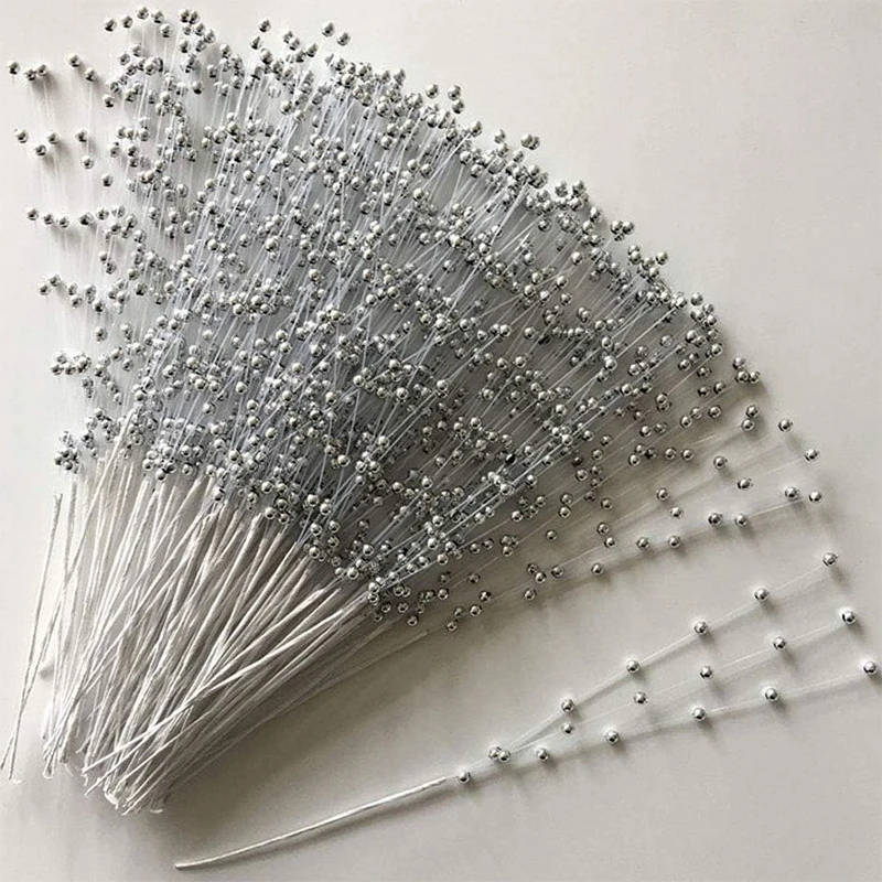 5/10Pcs Wedding Bouquet Decoration Artificial Pearl Stem Beads String Sticks DIY Bride Flower Garland Christmas Party Supplies