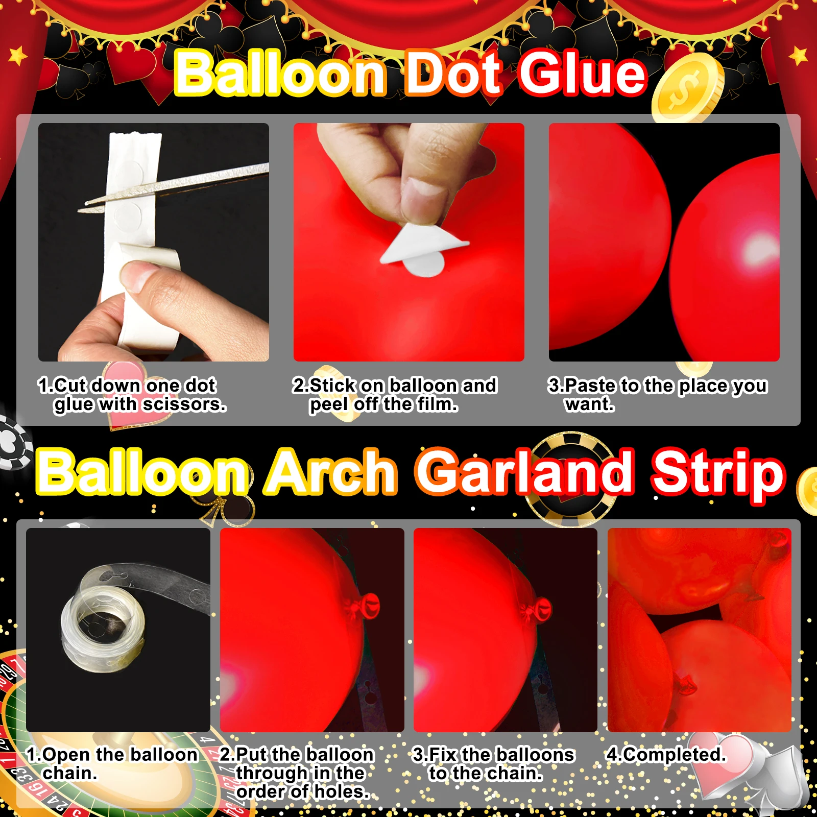 Mocsicka-telón de fondo para fiesta temática de Casino, juego de Decoración de cumpleaños, vajilla de póquer, globos de Casino, suministros de fotomatón, 269 piezas